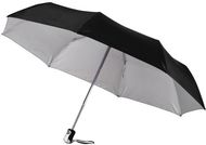 21,5" Alex-sateenvarjo, taitettava, automaattinen, hopea, musta liikelahja logopainatuksella